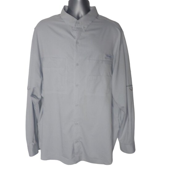 Columbia Men's PFG Long Sleeve Shirt XXL Light Grey Fishing‎ Outdoor Casual - Picture 1 of 6
